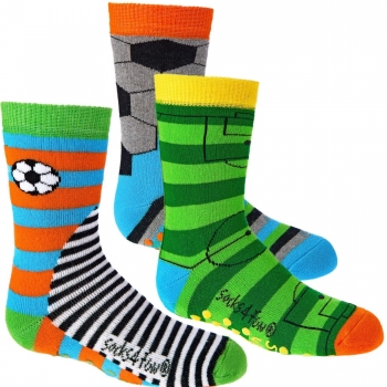 Winter Kinder-Socken Thermo ABS-Socken Fussball-Motiv Jungen Söckchen Vollfrottee dick & warm