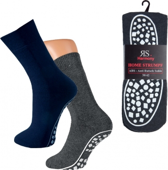 1-2-3 Paar ABS-Socken mit Innenfrottee Stoppersocken für Damen und Herren in Schwarz, Marine, Anthrazit