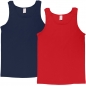 Mobile Preview: Damen-Unterhemd Feinripp aus Baumwolle 2er Pack Tank Top in Marine, Rot, Weiß, Grau-Melange