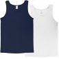 Mobile Preview: Damen-Unterhemd Feinripp aus Baumwolle 2er Pack Tank Top in Marine, Rot, Weiß, Grau-Melange