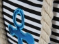 Preview: Strandtasche schwarze Streifen und Anker in Blau-Metallic