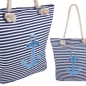 Preview: Strandtasche blaue Streifen und Anker in Blau-Metallic