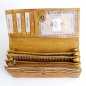 Preview: Leder-Geldbörse Damen aus Waschleder Hellbraun im Vintage-Style mit vielen Kartenfächern