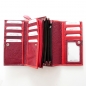 Mobile Preview: Damen Geldtasche Leder Rot-Bordeaux viele Fächer Münzfach und großes Reißverschlussfach