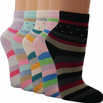 10 Paar Kinder-Socken 36-39 Mädchen Motiv Ringel Sterne