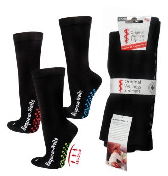 1-2-3 Paar ABS-Socken extra-breit Polstersohle Größe 35-50 | Stoppersocken Damen & Herren