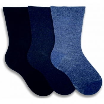 Socken mit weitem Komfortbund 3 Paar Diabetiker-Socken ohne Gummi in Grau, Blau, Schwarz