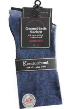 6 Paar Socken extra weiter Bund bequem Blau-Töne Herren