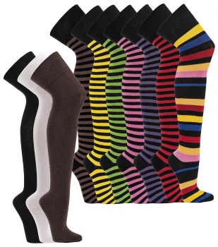 Overknees Socken Damen schmale Ringel One Size online kaufen