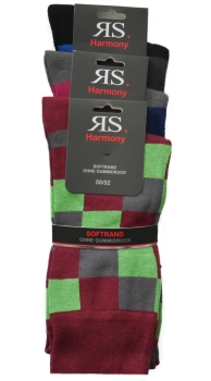 Preview: Herren Socken 50-52 XXL Übergröße RS. Harmony „Zauberwürfel“ 3 Paar mit Softrand