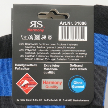 Herren Socken 52-54 XXL Übergröße RS. Harmony „Zauberwürfel“ 3 Paar mit Softrand