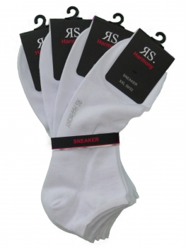4 Paar Sneaker-Socken Gr. 50-52 Weiß Übergröße XXL | Verse und Spitze verstärkt