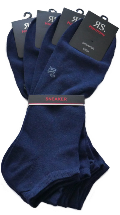 4 Paar Sneaker-Socken 52-54 Herrensocken Marine Übergröße XXL | Verstärkte Verse & Spitze
