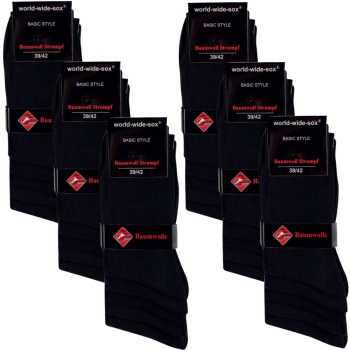 30 Paar Socken Herren Schwarz Baumwolle Größe 39-42 43-46