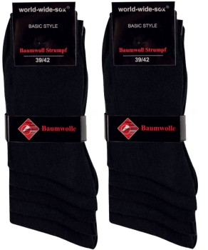 10 Paar Socken Herren Business-Socken Schwarz Baumwolle Größe 39-42 43-46
