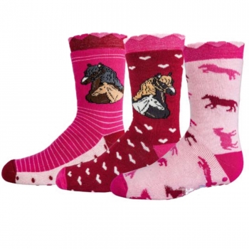 Kinder Socken ABS Motiv Pferde aus Vollfrottee 3 Paar