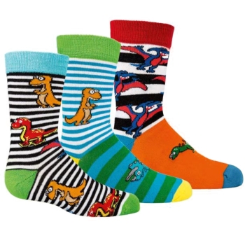3 Paar Kinder-Socken 23-26 Motiv Dinosaurier Jungen Mädchen Lustige Dino Socken