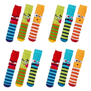 12 Paar Kinder-Socken Gr. 31-34 Lustige Monster Aktionspreis