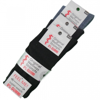 3 Paar Diabetiker Socken Herren Gesundheits-Strümpfe ohne Gummi in Schwarz, Grau, Anthrazit, Jeans, Marine