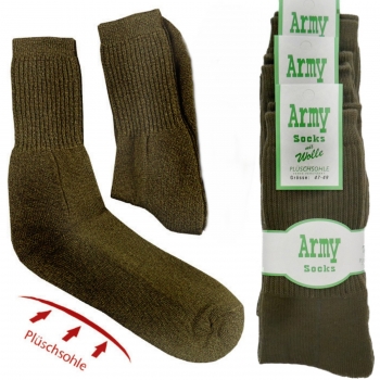 Army-Style Socken mit Wolle & Plüschsohle Damen & Herren 3 Paar Socken verstärkte Ferse & weiche Naht