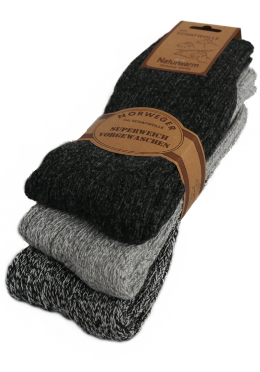 Preview: Norwegersocken mit Schafwolle dicke warme Socken Herren | 3 Paar Wintersocken