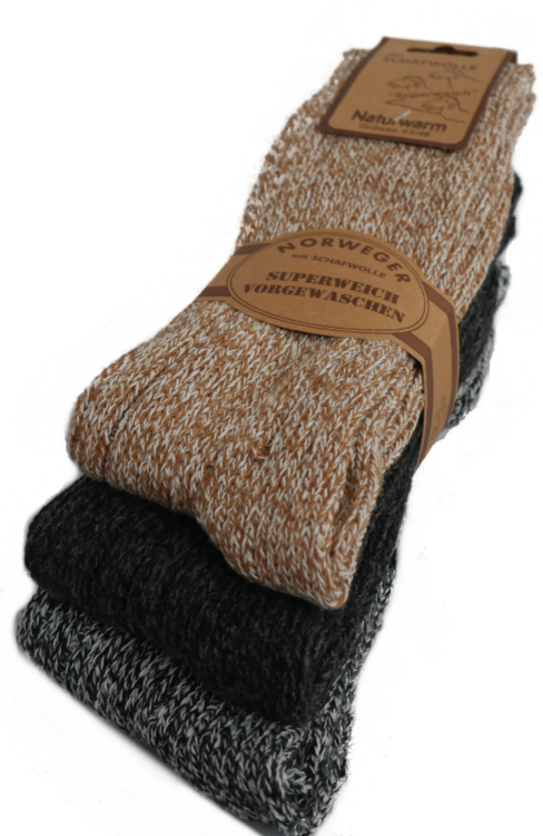 Preview: Norwegersocken mit Schafwolle dicke warme Socken Herren | 3 Paar Wintersocken