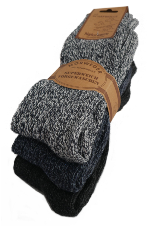 Preview: Norwegersocken mit Schafwolle dicke warme Socken Herren | 3 Paar Wintersocken