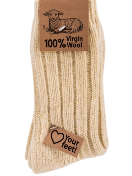 2 Paar Wollsocken Damen 35-38 Natur 100% Virgin Wool Socken Warm & Weich