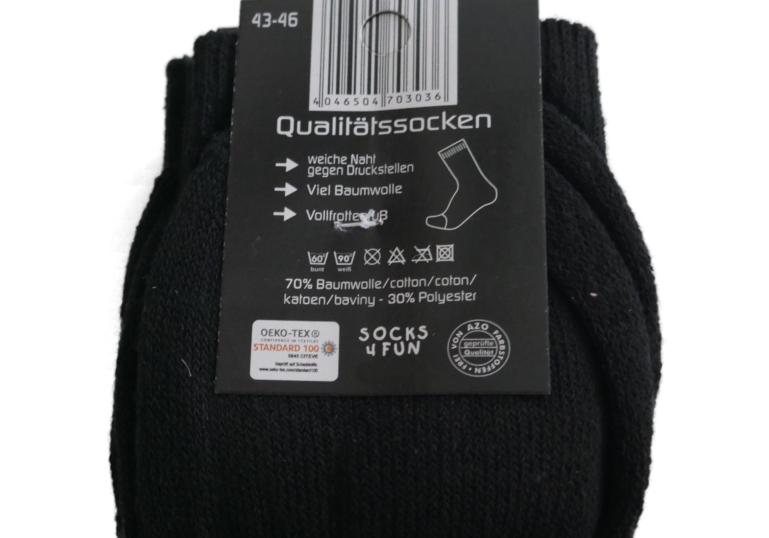 Preview: Tennissocken Schwarz Gr. 43-46 Etikett
