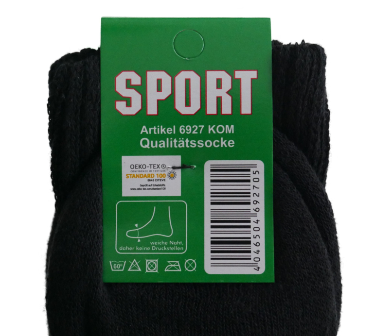 Preview: Tennissocken Schwarz Gr. 47-50 Etikett