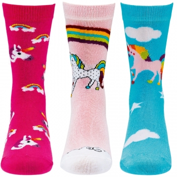 ABS-Socken Kinder mit Motiv Einhorn aus Vollfrottee | 3 Paar Größe 19-22 23-26 27-30 31-34