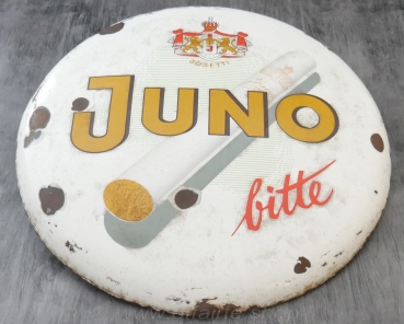 JUNO bitte Josetti Zigaretten Email-Schild alt 50er Jahre | Emailleschild 55 cm