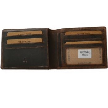 Geldbörse Herren Büffel Braun RFID-Schutz 14 Kartenfächer Querformat Leder Wallet