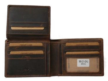 Geldbörse Herren Büffel Braun RFID-Schutz 14 Kartenfächer Querformat Leder Wallet
