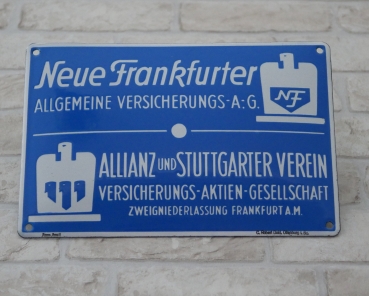 Emailschild Neue Frankfurter Allg. Versicherungs A.G. Emaille-Schild 1935-1945