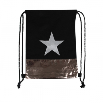 Preview: Damen Gymsack Schwarz-Silber Stern