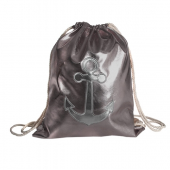 Damen Sportbeutel glänzend Grau-Rosé Metallic-Look