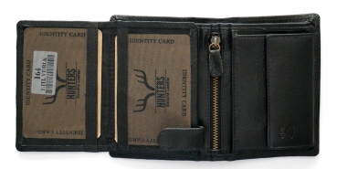 Leder-Geldbörse Herren mit RFID in Schwarz im Hochformat | Geldbeutel mit Münzfach