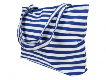 Strandtasche Weiß mit blauen Streifen
