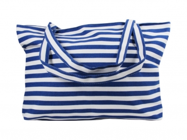 Strandtasche Weiß mit blauen Streifen