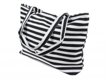 Strandtasche Weiß mit schwarzen Streifen