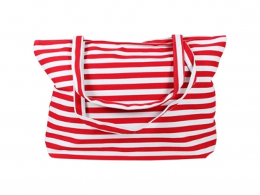 Strandtasche Weiß mit roten Streifen