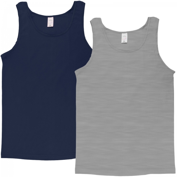 Damen Unterhemd Marine/Grau-Melange 