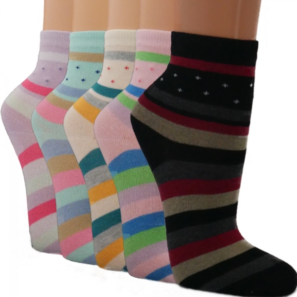 10 Paar Kinder-Socken 36-39 Mädchen Motiv Ringel Sterne