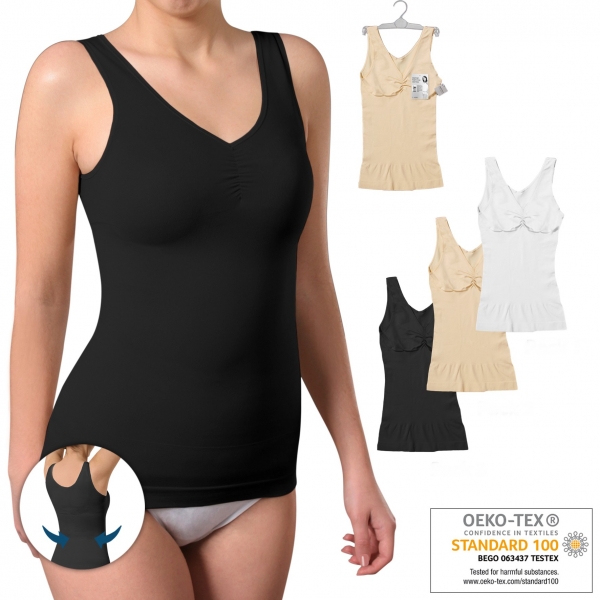 Damen Shape Unterhemd Seamless Miederhemd Bodyformer | Formhemd in Weiß, Beige, Schwarz