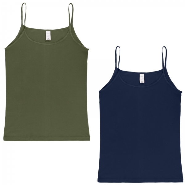 Damen Spaghetti-Hemd Oliv/Marine