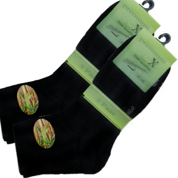 3 Paar Bambus Kurzschaft-Socken mit handgekettelter Spitze in Anthrazit