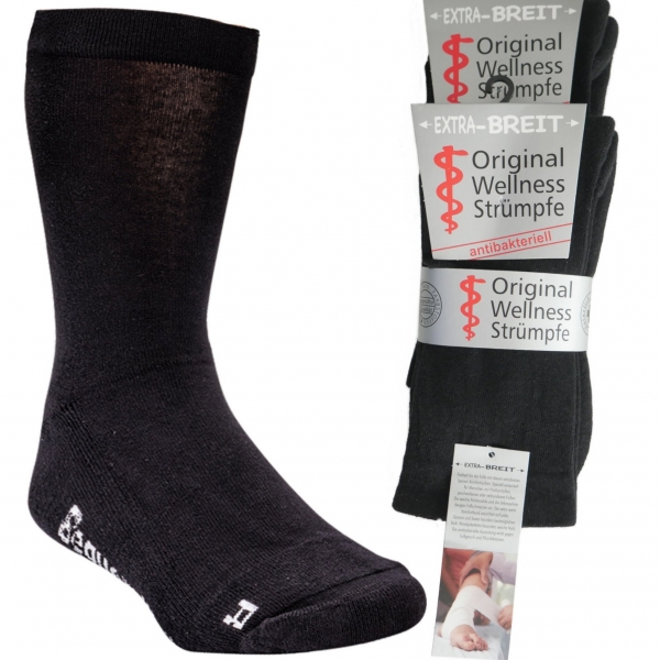 4 Paar Herren-Socken 47-50 Extra-Breit Polstersohle Schwarz Socken XXL Übergröße