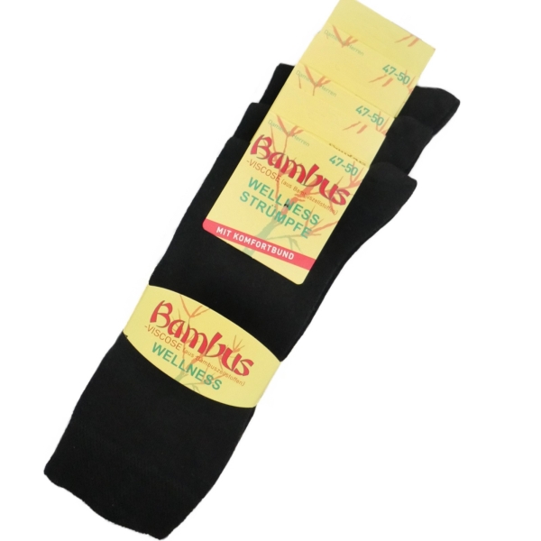 Herrensocken 47-50 Schwarz Viscose Socken "Bambus" 3 Paar XXL Übergröße