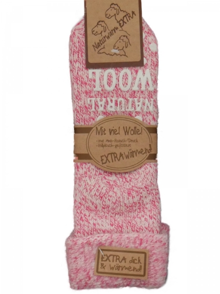 Damen ABS Thermo-Wollsocken pinkmelange